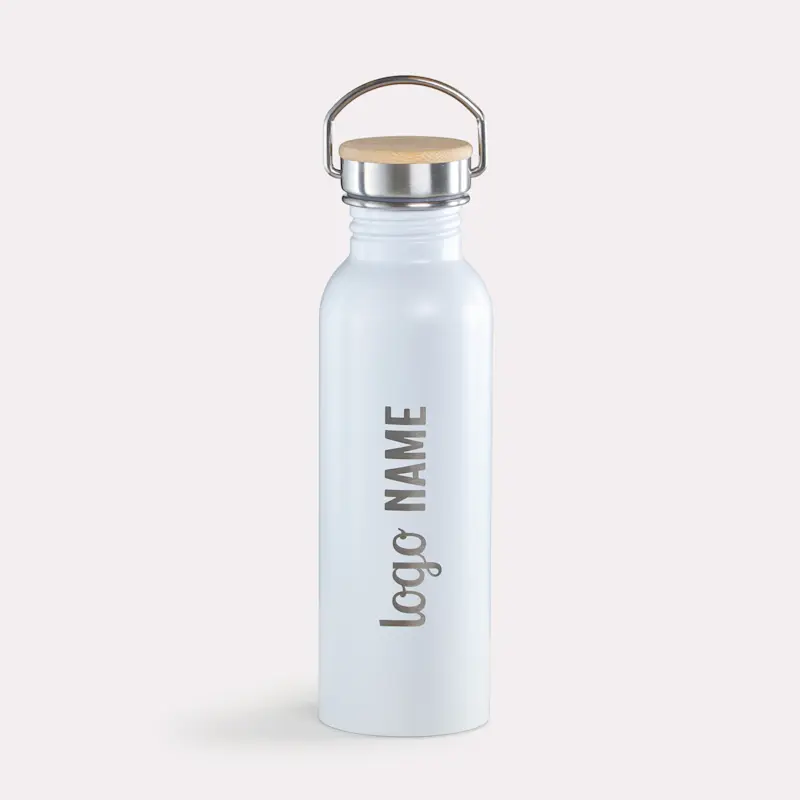 Gourdes inox avec couvercle en bambou