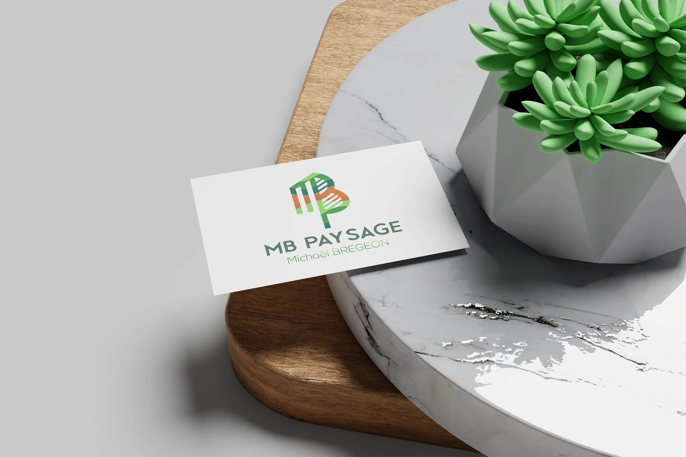 Présentation de carte de visite MB Paysage créée par LAC VISION