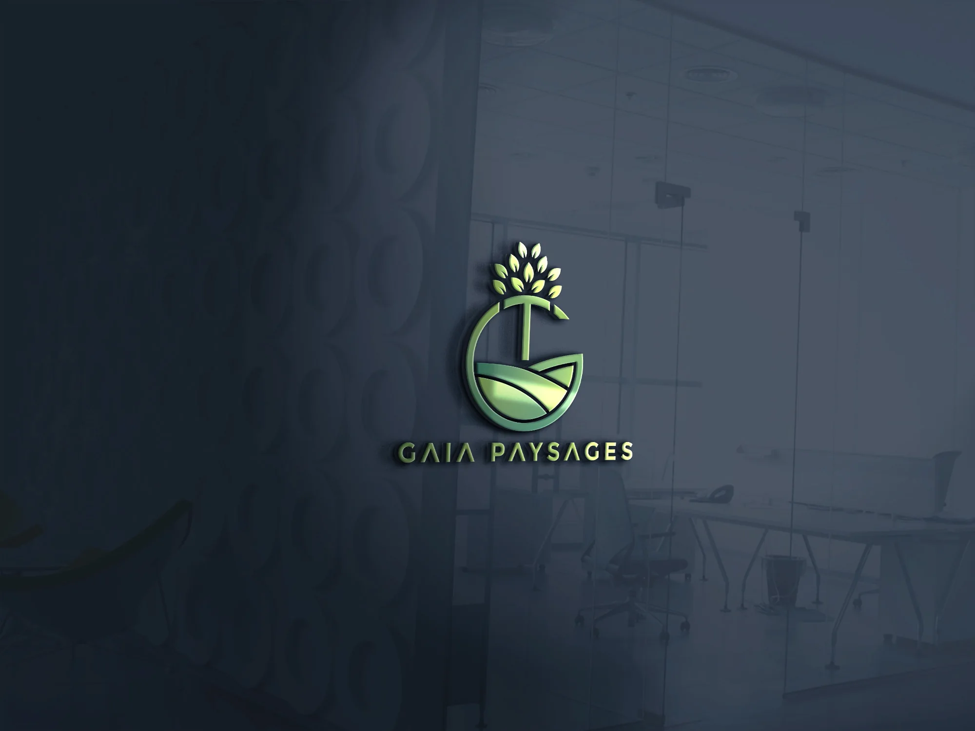 Plaque professionnelle Gaia Paysage avec logo en relief réalisée par LAC VISION