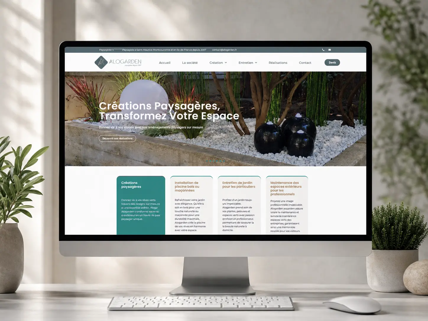 Site internet ALOGARDEN présenté sur ordinateur