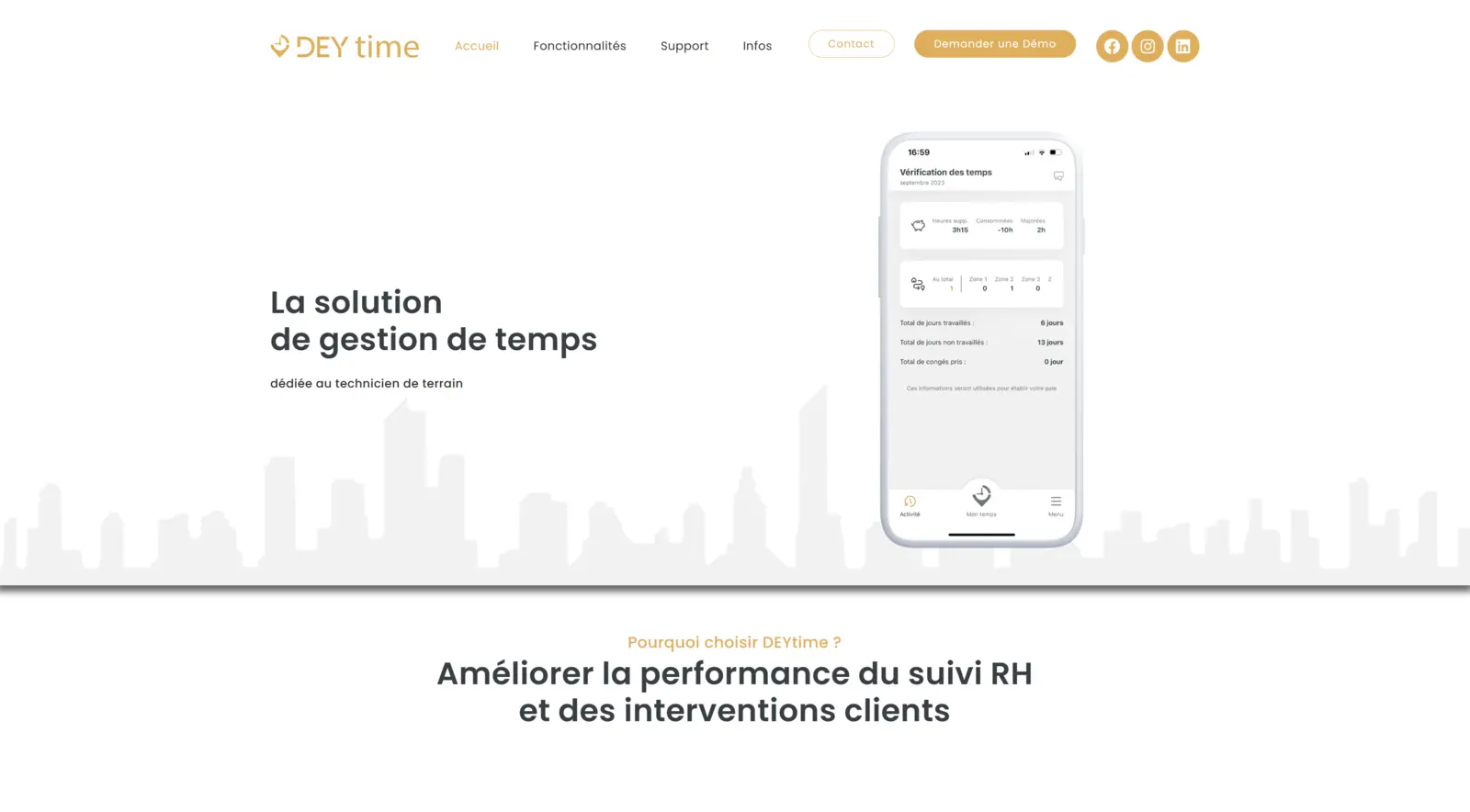 Capture du site internet DEY TIME