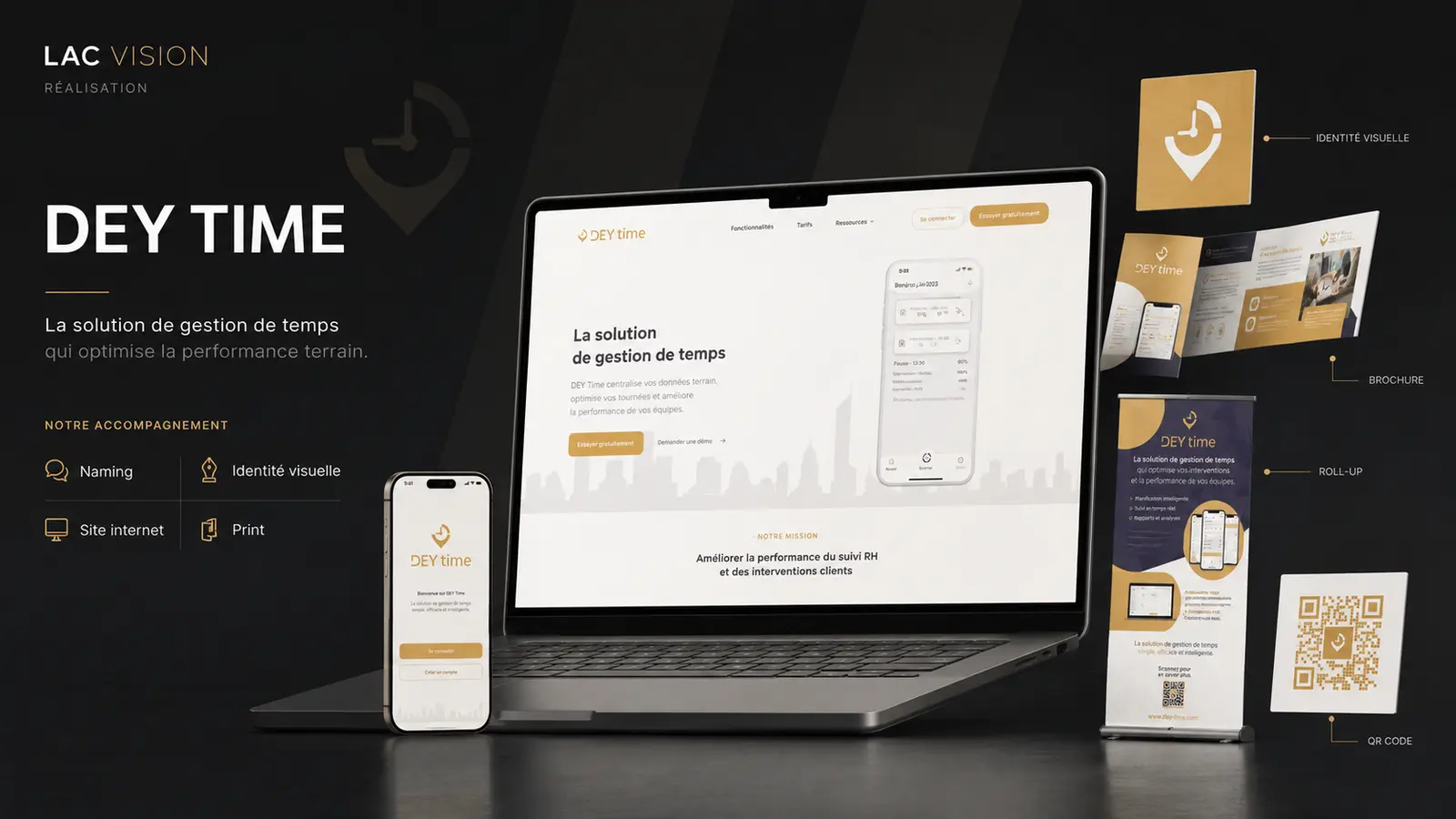 Présentation premium du site DEY TIME sur fond clair