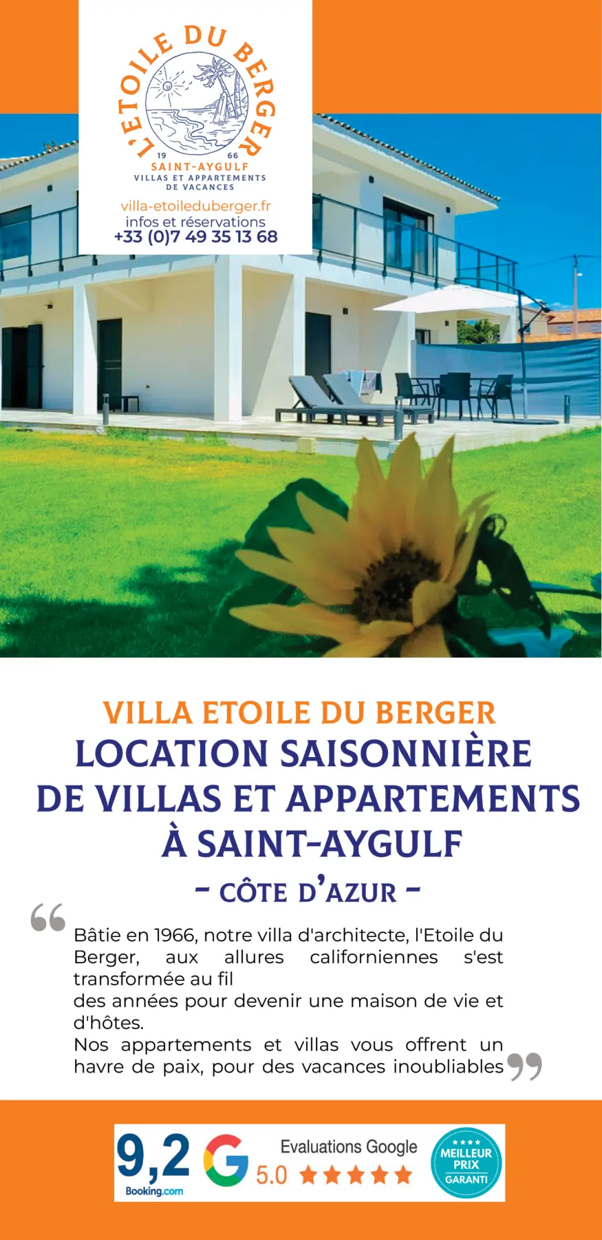 Flyer promotionnel Villa Étoile du Berger