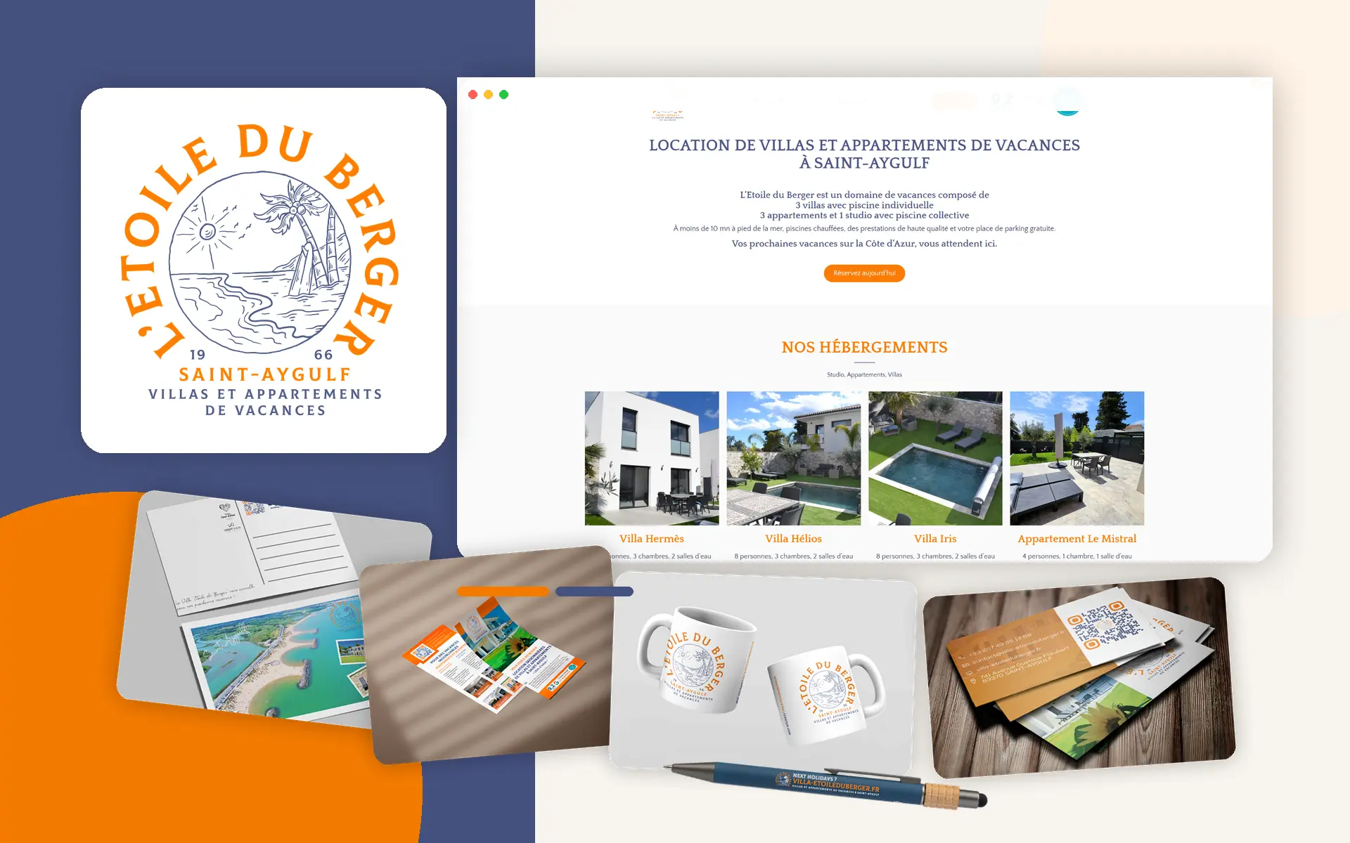 Villa Étoile du Berger — identité visuelle, site internet, print et goodies