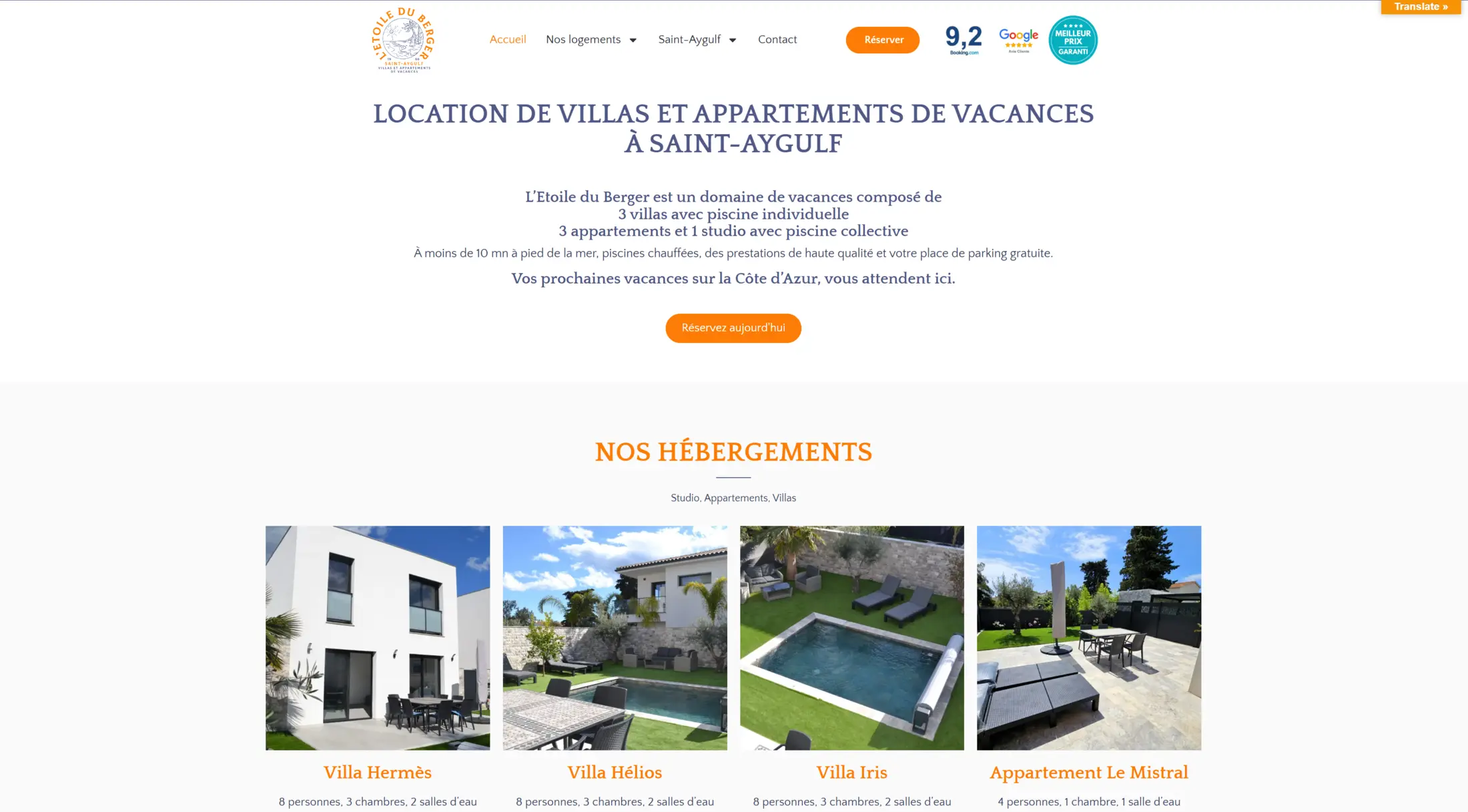 Site internet Villa Étoile du Berger réalisé par LAC VISION